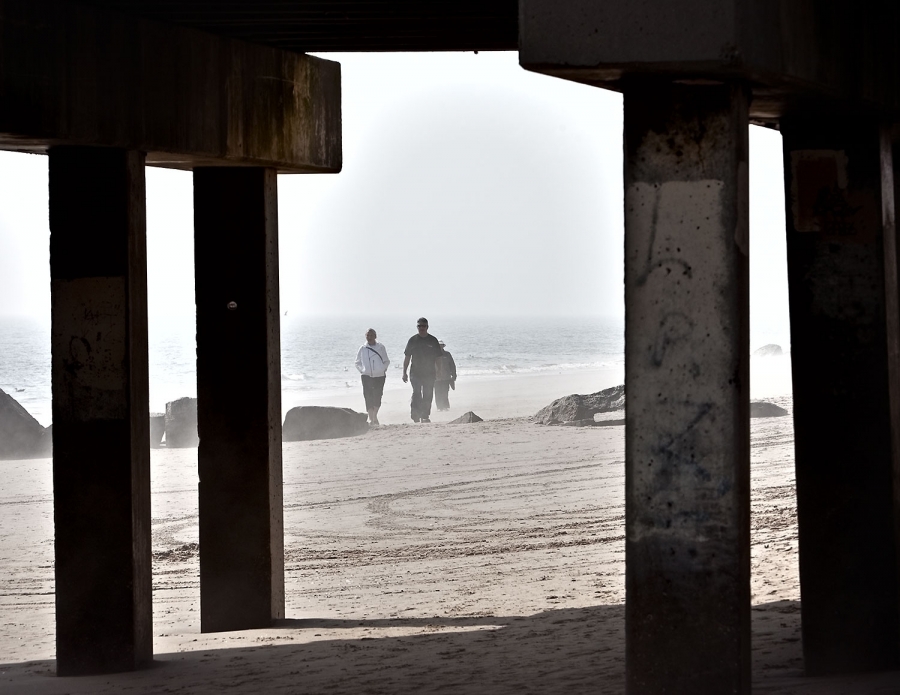 walking on the beach