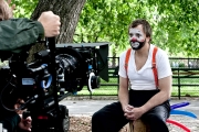 The clown in front of the camera